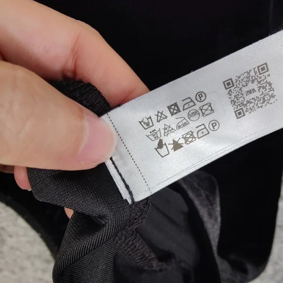 Zara Black Velvet Long Sleeve Mini Dress Womens Small Rhinestone Cutout Baddie - Picture 9 of 12